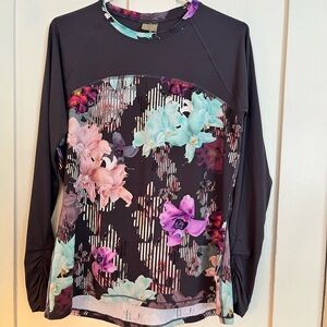 CALIA by Carrie Underwood Long Sleeve Floral Printed Rashguard Swim top XL